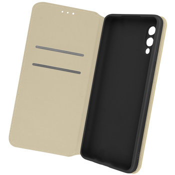 Tylna obudowa Samsung Galaxy A02 z funkcją portfela i podstawki - złota - Avizar