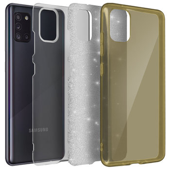 Tylna obudowa Samsung Galaxy A31 Glitter Zdejmowana Sztywna Silikonowa Srebrna - Avizar