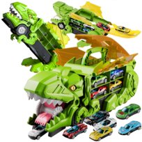 Tyranozaur Zabawkowy Samochód Tor + Autka 6 szt TRANSPORTER DINOZAUR XL Zestaw Samochodzików, Ciężarówka, Laweta, Tir