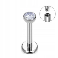 Tytanowy Kolczyk Labret PIERCING SREBRNY z cyrkonią HELIX Lobe 1,2/8/3 mm