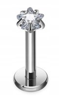 Tytanowy Kolczyk Labret PIERCING z cyrkonią Gwiazdka HELIX Lobe 1,2/8/3
