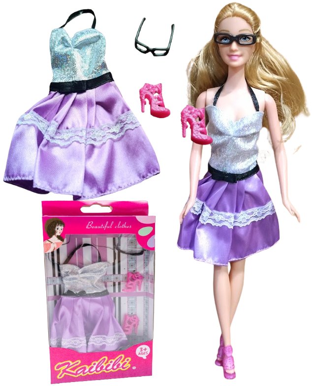 Zdjęcia - Figurka / zabawka transformująca Ubranka Dla Lalek Sukienka Okulary Buty Spódniczka Ciuchy Ciuszki Lalki 30