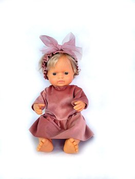 Ubranka dla lalki Miniland 32-38 cm Komplet sukienka+majtki+opaska velvet - Love gifts