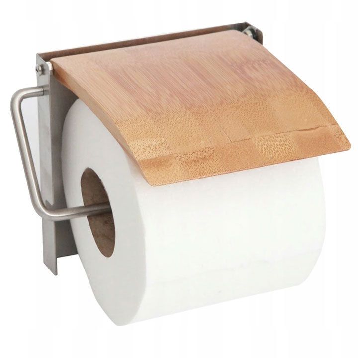 Zdjęcia - Uchwyt na papier toaletowy REA Uchwyt bambusowy na papier toaletowy TUTUMI, brązowy/chrom 