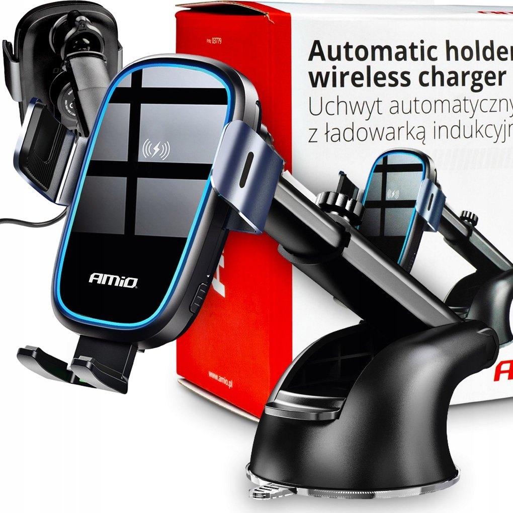 Amio Uchwyt do samochodu na telefon szybę kokpit deskę ładowarka indukcyjna 15W