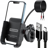 UCHWYT MOTOCYKLOWY NA TELEFON ŁADOWARKA USB 12/24v + KABEL USB 20cm
