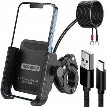 UCHWYT MOTOCYKLOWY NA TELEFON ŁADOWARKA USB 12/24v + KABEL USB 20cm - Inny producent