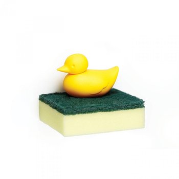 Uchwyt na gąbkę w kształcie kaczuszki kąpielowej, QUALY, Duck Sponge, żółty, 5x8,5x9 cm - Qualy