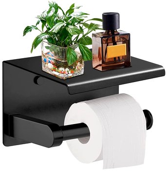 Uchwyt Na Papier Loft Toaletowy Z Półką Czarny Wc - Edibazzar