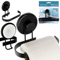 Uchwyt na papier toaletowy metalowy czarny na przyssawkę