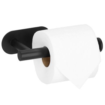 Uchwyt na papier toaletowy stalowy wieszak samoprzylepny czarny - Springos