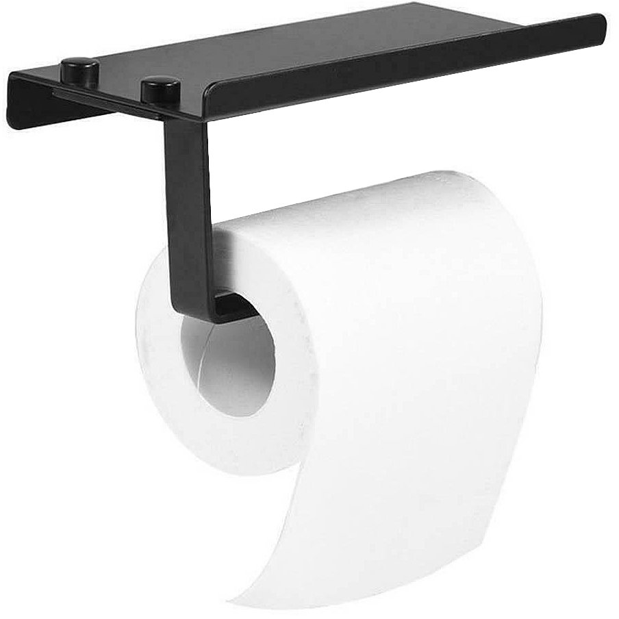 Zdjęcia - Uchwyt na papier toaletowy  z półeczką TUTUMI, czarny