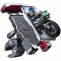 Uchwyt na telefon rowerowy motocyklowy czarno czerwony stabilny wytrzymały