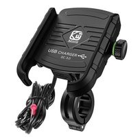 Uchwyt na telefon z ładowarką USB Qiuck Charge 3.0 (montowany do kierownicy lub na śrubę lusterka)