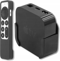 Uchwyt Ścienny na Telewizor Apple TV 4K HD Czarny + Etui Gumowe na Pilota