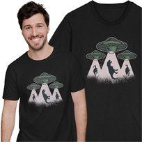 UFO T-rex Koszulka Kosmici Dinozaury Spodek