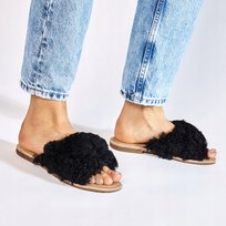 Ugg Damskie Klapki Czarne Skórzane 36 3w8g9* UGG