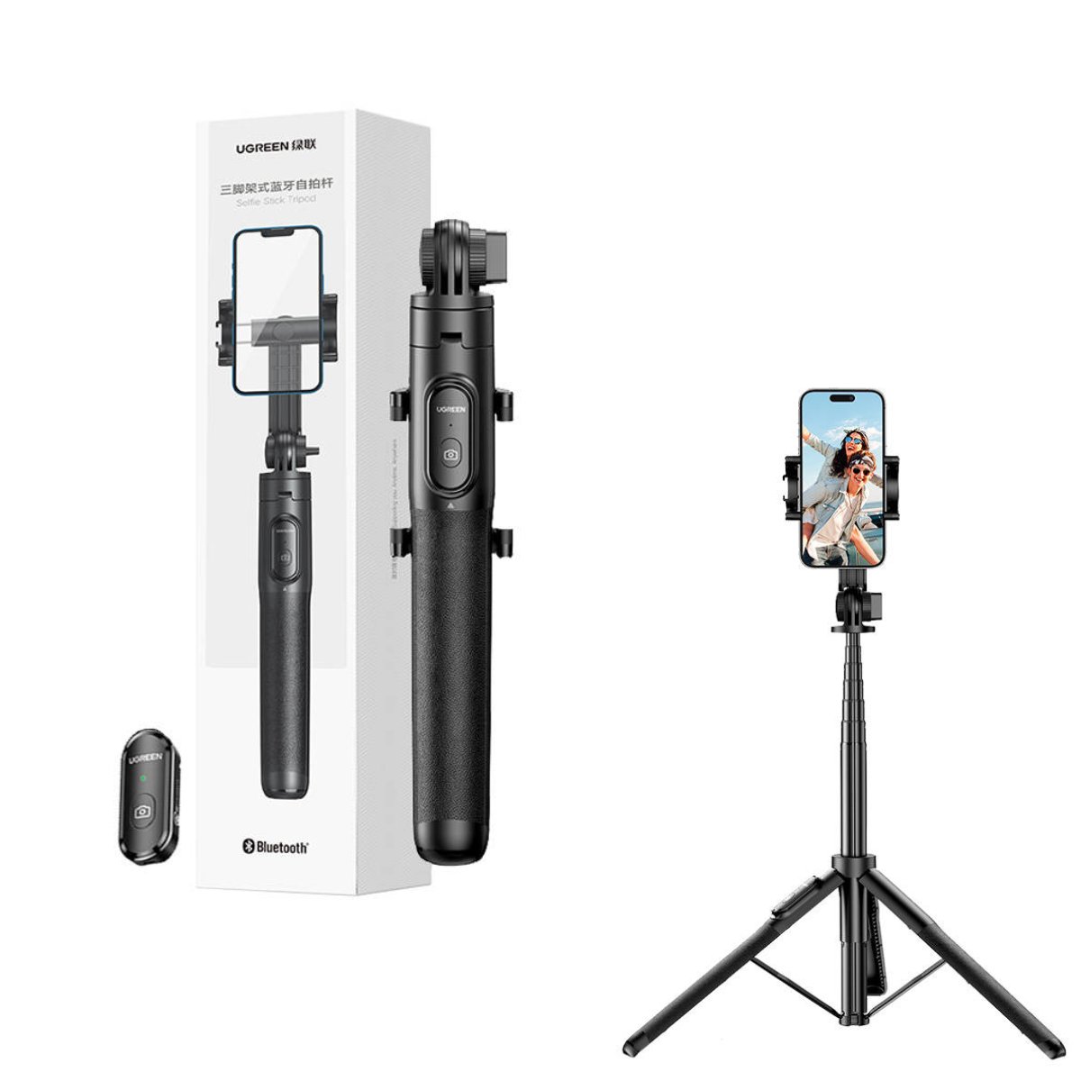 Фото - Штативи для селфі Ugreen 15062 Selfie stick tripod z pilotem Bluetooth czarny 