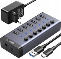 Ugreen 90307 Hub 7W1 Usb-C, 7X Usb-A 3.0 12V 2A Czarny uGreen
