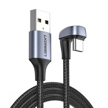Ugreen nylonowy kątowy kabel przewód USB - USB Typ C 1 m 3 A 18 W Quick Charge AFC FCP dla graczy szary (70313) - uGreen