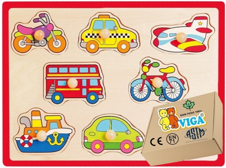 Фото - Інтерактивні іграшки VIGA Układanka Drewniana AUTA Dla niemowląt Puzzle Sorter Zabawki Edukacyjne Dr 