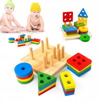 Układanka drewniana edukacyjna Montessori gra logiczna figury dla dzieci