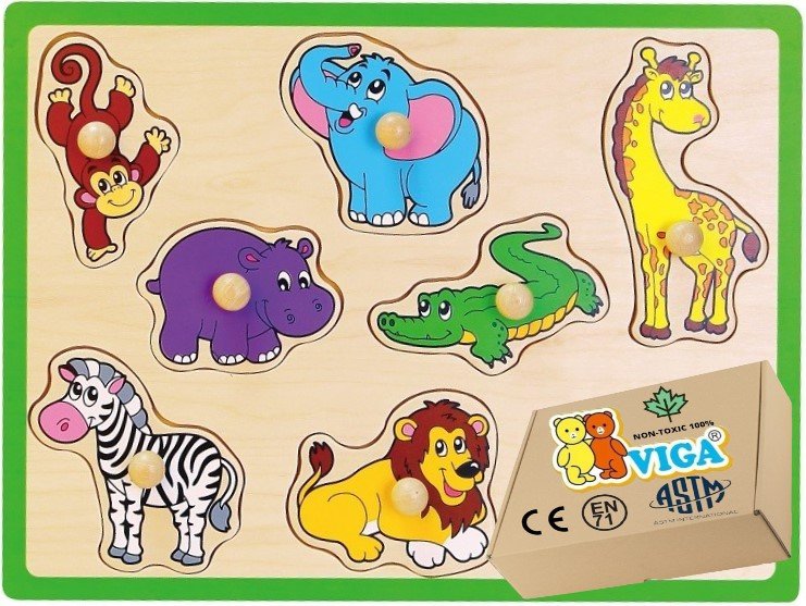 Фото - Інтерактивні іграшки VIGA Układanka Drewniana ZOO Dla niemowląt Puzzle Sorter Zabawki Edukacyjne Dre 
