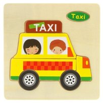 Układanka Edukacyjna Drewniana Puzzle 7El Taxi