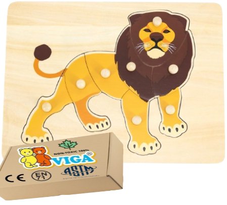 Фото - Інтерактивні іграшки VIGA UKŁADANKA edukacyjna LEW Puzzle z Uchwytami drewniane zabawki dla niemowlą 