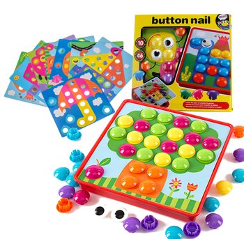 UKŁADANKA GUZIKOWA EDUKACYJNA Mozaika 57el. | kolorowe guziki | plansze - ikonka