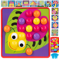 Układanka Guzikowa Edukacyjna Mozaika Grzybki 61el KRUZZEL