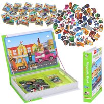 Układanka Książka Magnetyczna Magnesy Puzzle Pojazdy Auta Transport 77 el. Nobo Kids