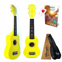 UKULELE SOPRANOWE DREWNIANE DO NAUKI + SAMOUCZEK POKROWIEC KOSTKA STRUNA