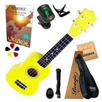 UKULELE SOPRANOWE DREWNIANE Z ZESTAWEM AKCESORIÓW - IDEALNE DO NAUKI GRY