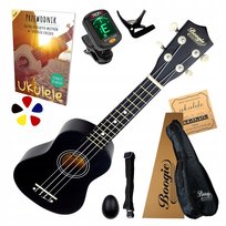 UKULELE SOPRANOWE DREWNIANE Z ZESTAWEM AKCESORIÓW - IDEALNE DO NAUKI GRY