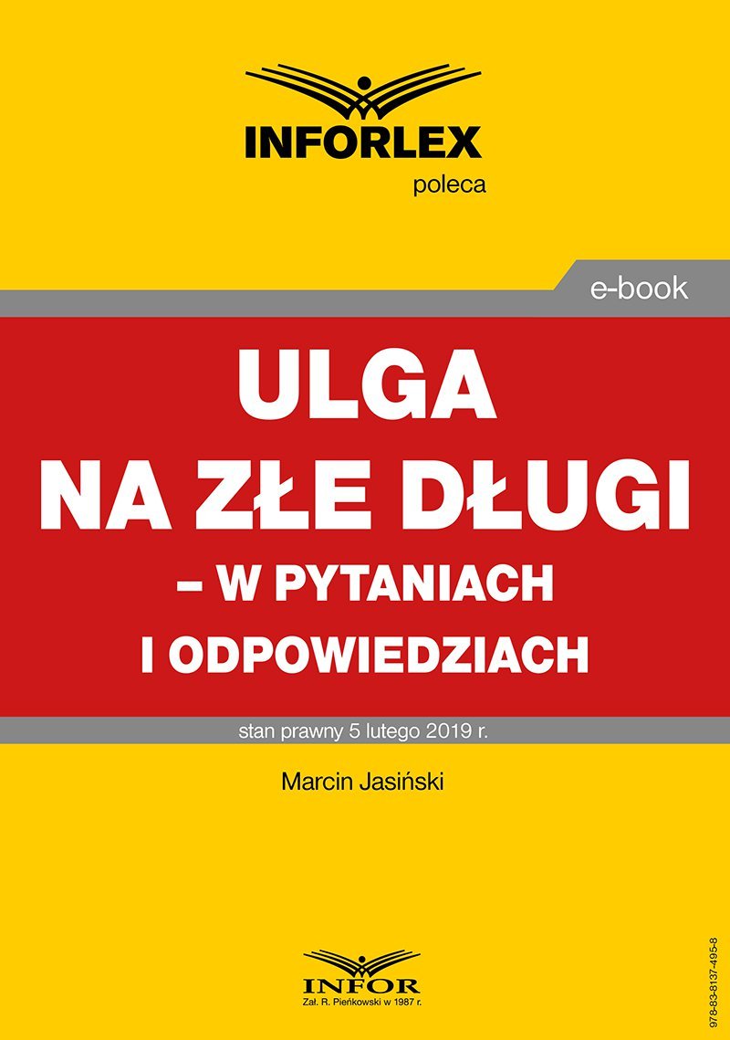 Ulga Na Złe Długi W Pytaniach I Odpowiedziach Jasiński Marcin Ebook Sklep Empikcom 0881