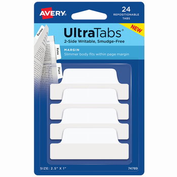 Ultra Tabs samoprzylepne zakładki indeksujące, białe, 63,5x25, 24 szt., Avery Zweckform - AVERY Zweckform