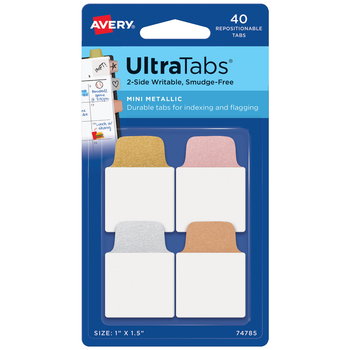 Ultra Tabs samoprzylepne zakładki indeksujące, metaliczne, 25,4 x 38,1, 40 szt., Avery Zweckform - AVERY Zweckform