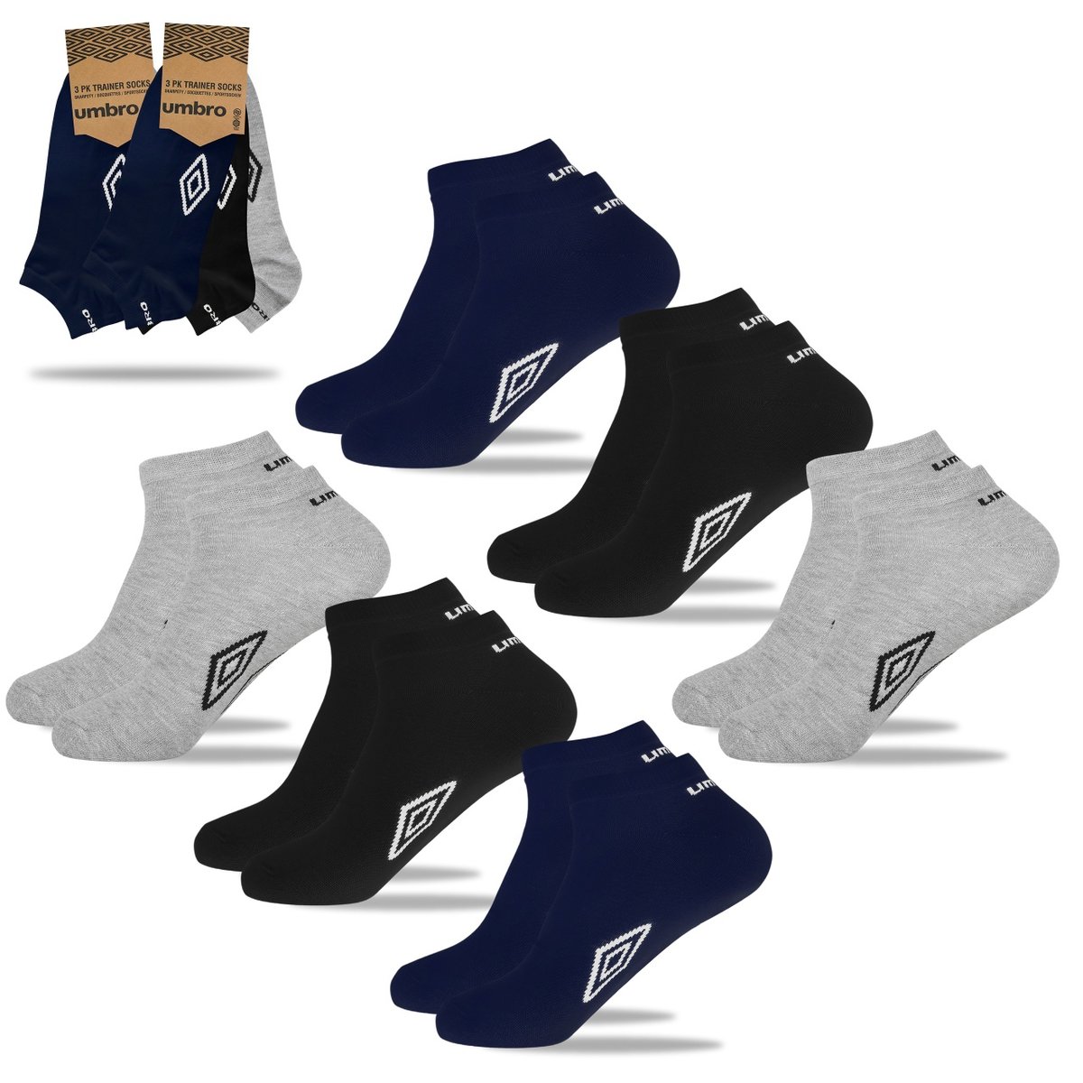 Umbro Skarpety Męskie Stopki Trainer Bawełniane SK285 6 par Rozmiar 39/42