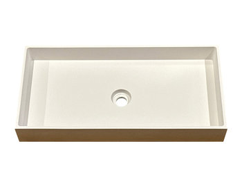 Umywalka nablatowa biała, prostokątna, 80,5 x 40,5 cm, marmur syntetyczny - IdealStones