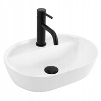 Umywalka Nablatowa Ceramiczna Owalna Śnieżnobiała Aura 42,5 cm REA White Rea