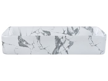 Umywalka nablatowa efekt marmuru ceramiczna 62 x 35 cm biała IPALA - Beliani
