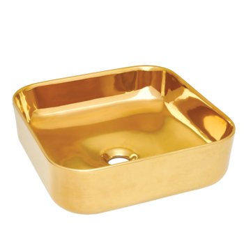 Umywalka nablatowa Reja 39cm, kwadratowa złota - INVENA