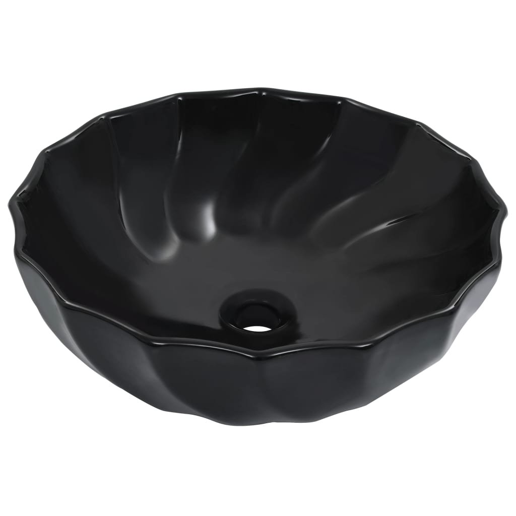 Umywalka nablatowa vidaXL, czarna, 46x17 cm