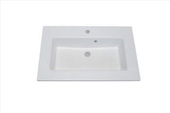 Umywalka wpuszczana w blat, prostokątna, biała, 78 x 50 cm - IdealStones