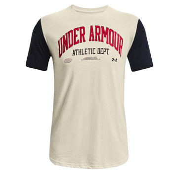 Under Armour Athletic Department Colorblock Ss Tee 1370515-279 Męski T-Shirt Beżowy - Under Armour