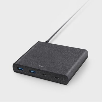 UNIQ Ład. siec. HUB Surge 90W czarny /charcoal black 2xUSB Quick Charge 3.0 + 2xUSB-C PD 3.0 (LITHOS Collective) - UNIQ