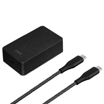 UNIQ Ład. siec. Versa Slim  USB-C PD 18W + kabel USB-C na USB-C czarny/charcoal black (LITHOS Collective) - UNIQ