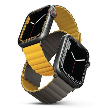 UNIQ pasek Revix Apple Watch Series 4/5/6/7/8/SE/SE2/Ultra 42/44/45mm. Reversible Magnetic musztardowy-khaki/mustard-khaki - UNIQ