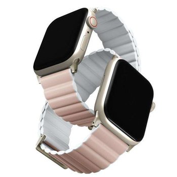 UNIQ pasek Revix Premium Apple Watch Series 1/2/3/4/5/6/7/8/SE/SE2/Ultra 42/44/45/49mm Edition Reversible Magnetic Leather różowy-biały - UNIQ